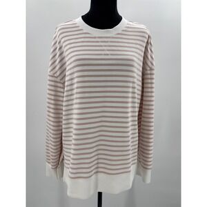Women's Striped Crew Neck Sweatshirt Long Sleeve Pullover Size L